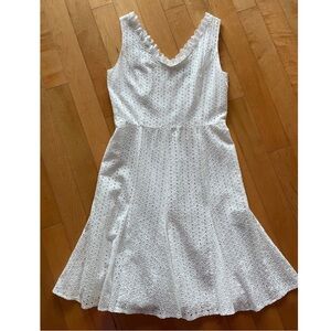 Julian Taylor White Eyelet Sleeveless Dress